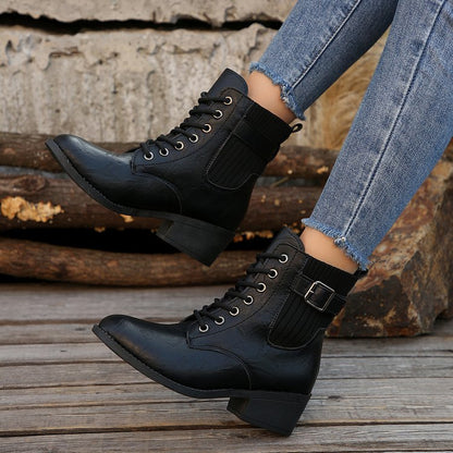 Ortho Welt Orthopedic Wedge Ankle Boots - Lace-Up Comfort