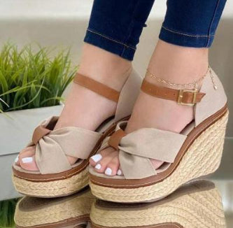 Ortho Welt Toothy Wedge Sandals With Buckle  - Unique And Elegant