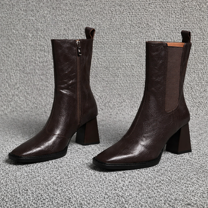 Ortho Welt Damen Ankle Boots - Orthopedic Leder Blockabsatz