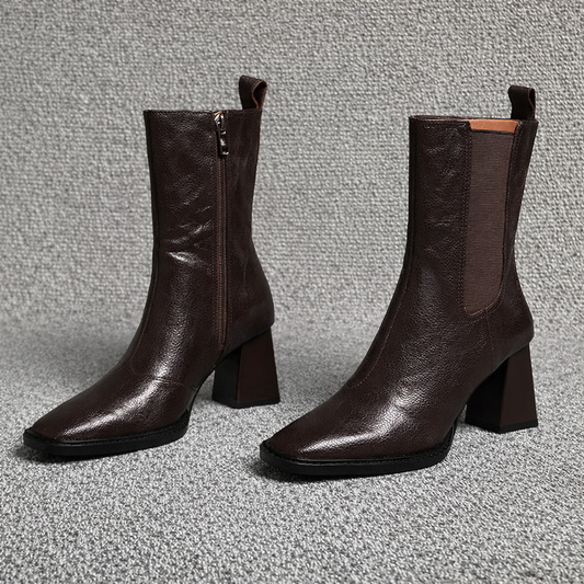 Ortho Welt Damen Ankle Boots - Orthopedic Leder Blockabsatz