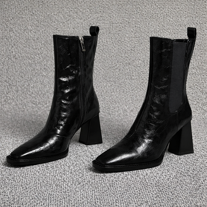 Ortho Welt Damen Ankle Boots - Orthopedic Leder Blockabsatz