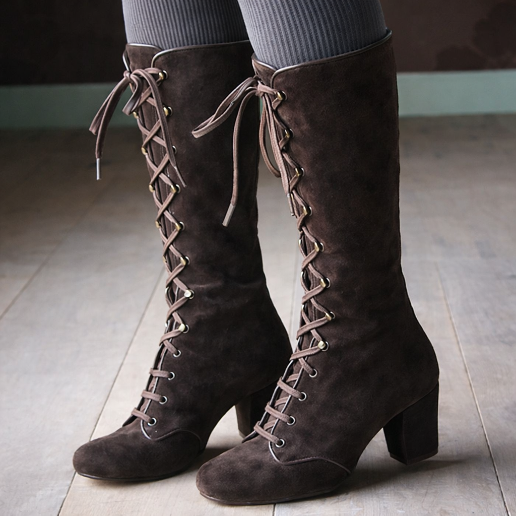 Ortho Welt Damen Orthopädische Wildleder-Stiefel Blockabsatz