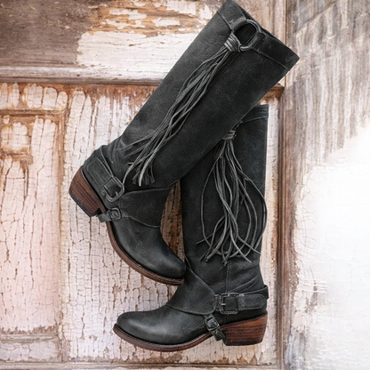 Ortho Welt Damen Westernstiefel Fransen Orthopädisch