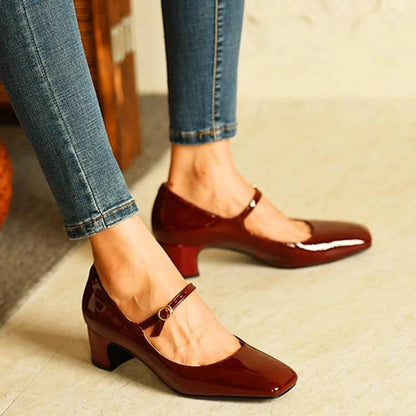 Ortho Welt Mary Jane Blockabsatz Lackleder Orthopädisch