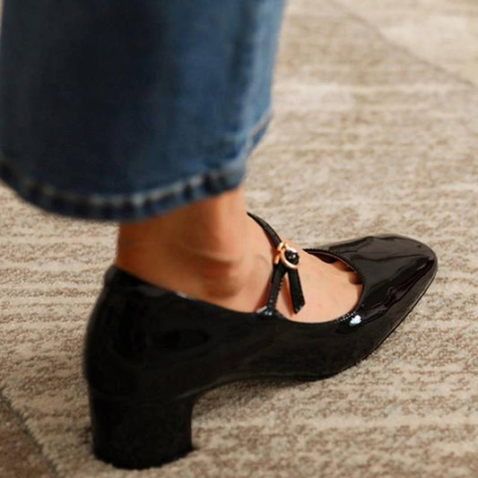 Ortho Welt Mary Jane Blockabsatz Lackleder Orthopädisch