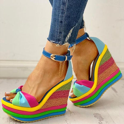 Brooklyn | Orthopädische Regenbogen-Plateausandalen – Komfortabel und farbenfroh