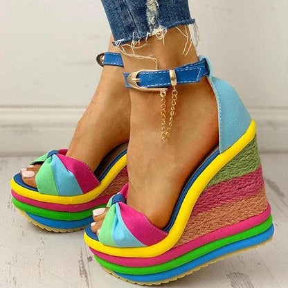Brooklyn | Orthopädische Regenbogen-Plateausandalen – Komfortabel und farbenfroh