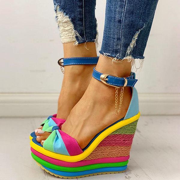 Brooklyn | Orthopädische Regenbogen-Plateausandalen – Komfortabel und farbenfroh