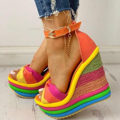 Brooklyn | Orthopädische Regenbogen-Plateausandalen – Komfortabel und farbenfroh
