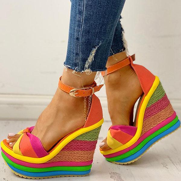 Brooklyn | Orthopädische Regenbogen-Plateausandalen – Komfortabel und farbenfroh