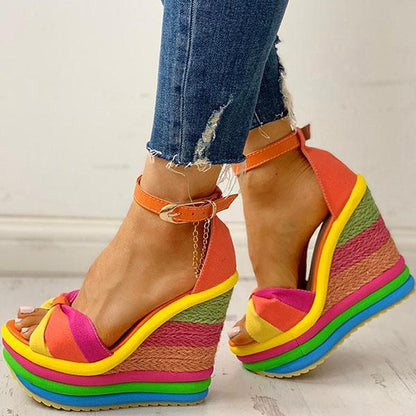 Brooklyn | Orthopädische Regenbogen-Plateausandalen – Komfortabel und farbenfroh