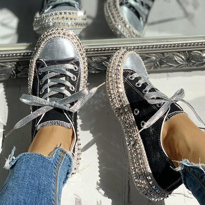 Ortho Welt Damen Orthopädische Glitzer-Plateau-Sneaker