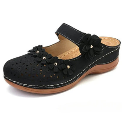 Ortho Welt Damen Clog-Sandale - Orthopädisch & Blumenmuster