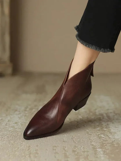 Ortho Welt Leder Ankle Boots - Orthopedic & Block Heel