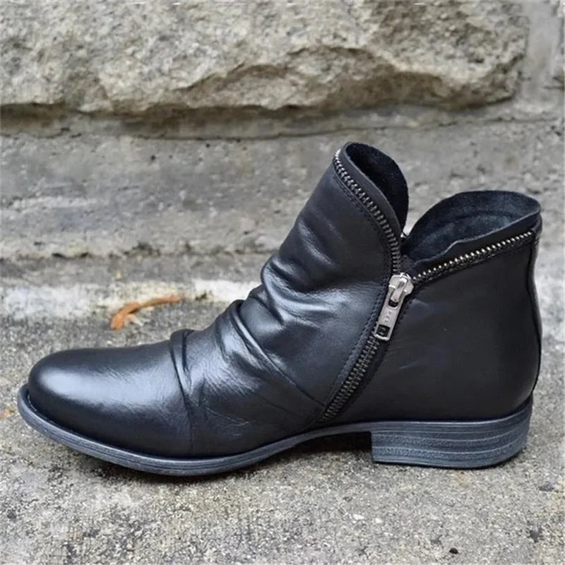 Ortho Welt Leder Ankle Boots - Orthopedic Reißverschluss
