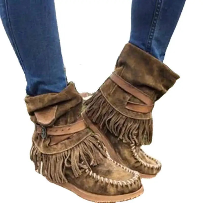 Ortho Welt Ankle Boots - Suede Fringe Orthopedic Comfort