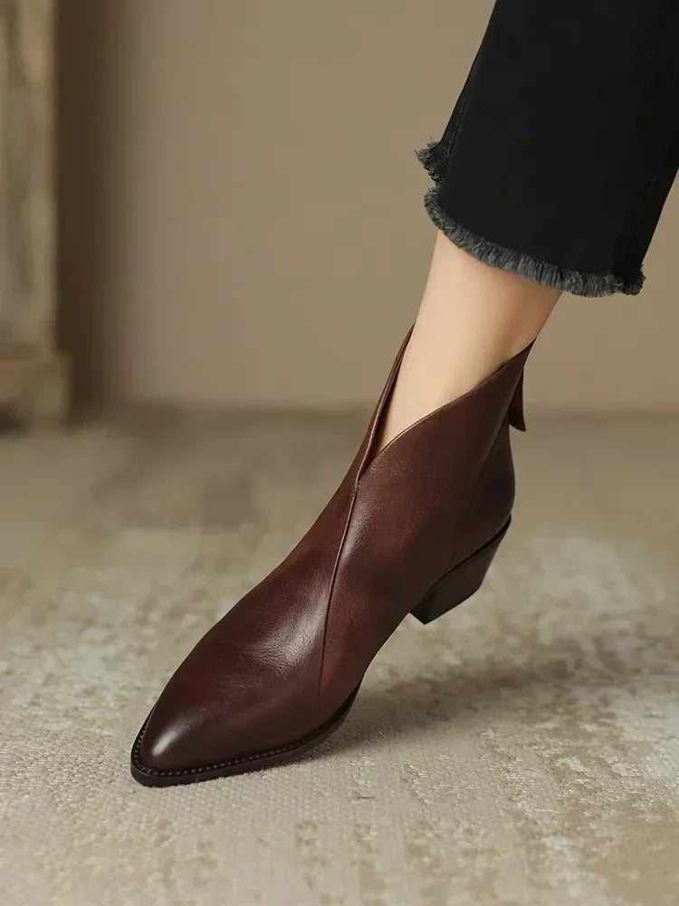 Ortho Welt Leder Ankle Boots - Orthopedic & Block Heel