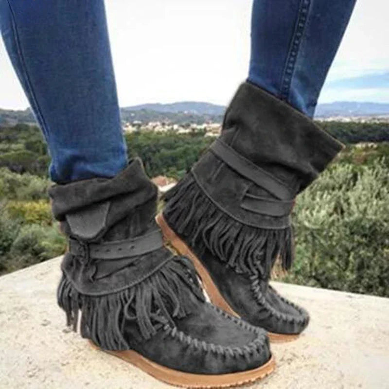 Ortho Welt Ankle Boots - Suede Fringe Orthopedic Comfort