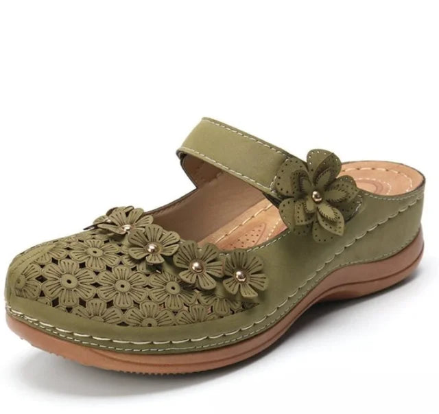 Ortho Welt Damen Clog-Sandale - Orthopädisch & Blumenmuster