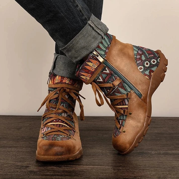 Ortho Welt Damen Orthopedic Ankle Boots - Boho Patchwork