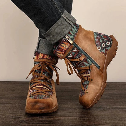 Ortho Welt Damen Orthopedic Ankle Boots - Boho Patchwork