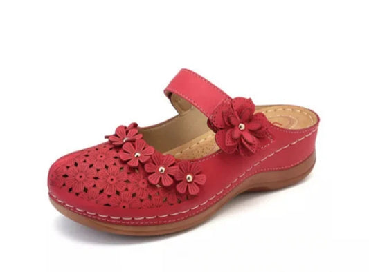 Ortho Welt Damen Clog-Sandale - Orthopädisch & Blumenmuster