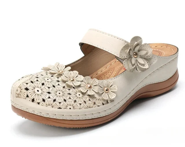Ortho Welt Damen Clog-Sandale - Orthopädisch & Blumenmuster