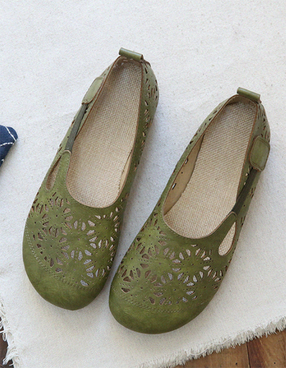 Jacqueline | Orthopädische Damen-Ballerinas aus Leder mit Blumenmuster und Cut-outs