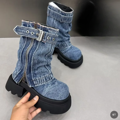 Ortho Welt Denim Boots - Orthopedic, Chunky Sole