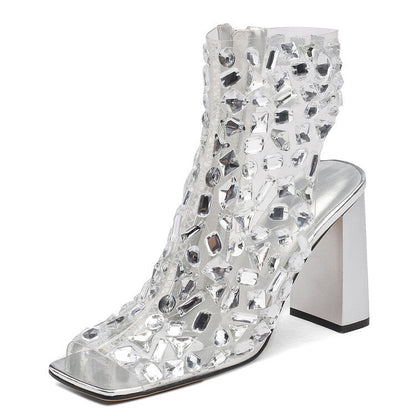 Ortho Welt Plus Size Rhinestone High Heel Boots