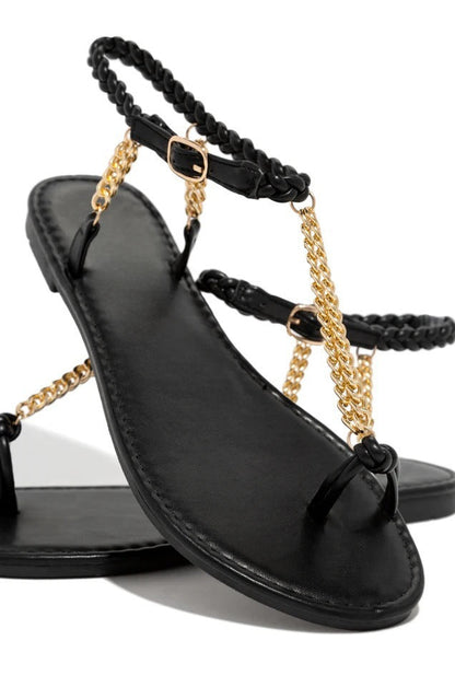 Ortho Welt Plus Size Sandals With Unique Metal Chain