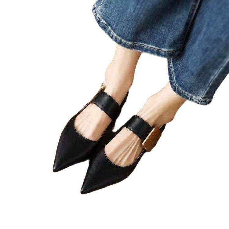 Ortho Welt Chunky Heels With Metal Buckle And Colorblock