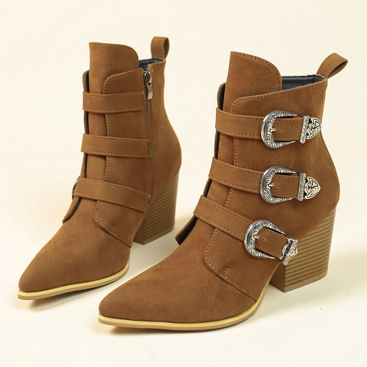Ortho Welt Retro Buckle Boots - Orthopedic Chunky Heel
