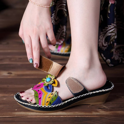 Ortho Welt Damen Orthopädische Sandalen - Blumenmuster