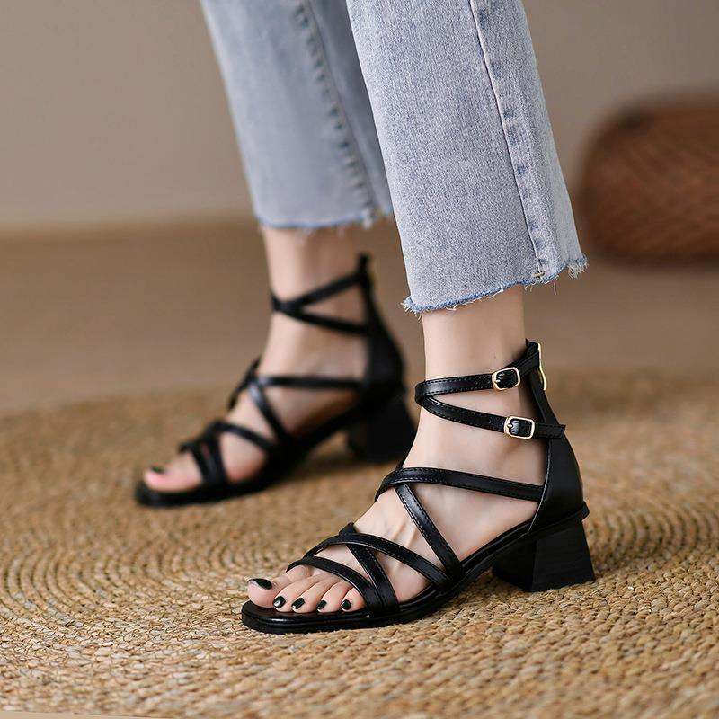 Ortho Welt Vintage Brown Heeled Sandals - Unique Elegance