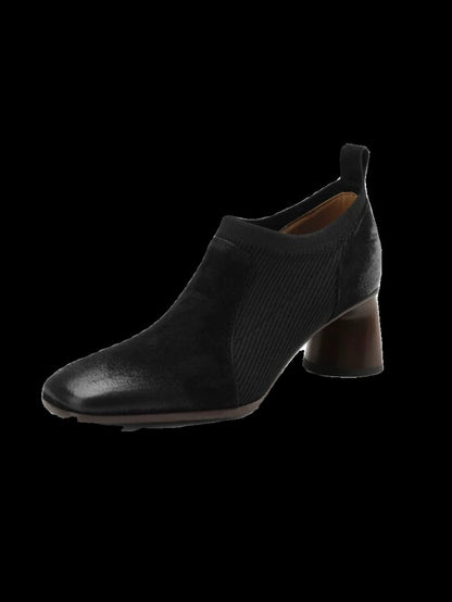 Ortho Welt Square High Leather Heels With A Unique Patchwork Design