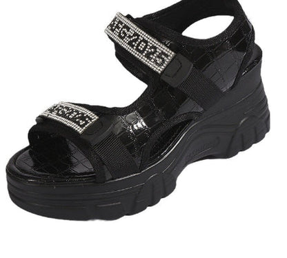 Ortho Welt Wedge Heel Sandals With Rhinestones