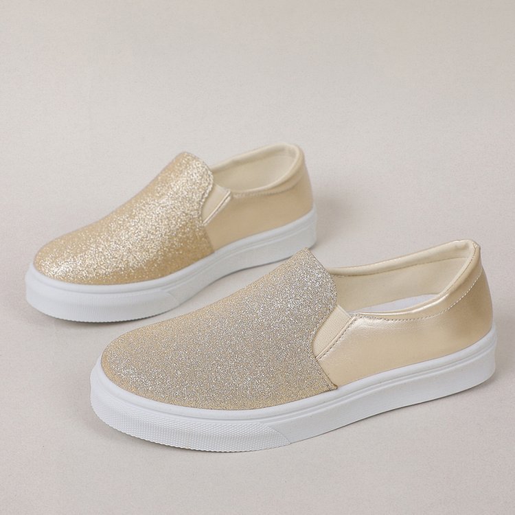 Ortho Welt Round-Toe Flat Shoes With Sequins - Unique Elegance