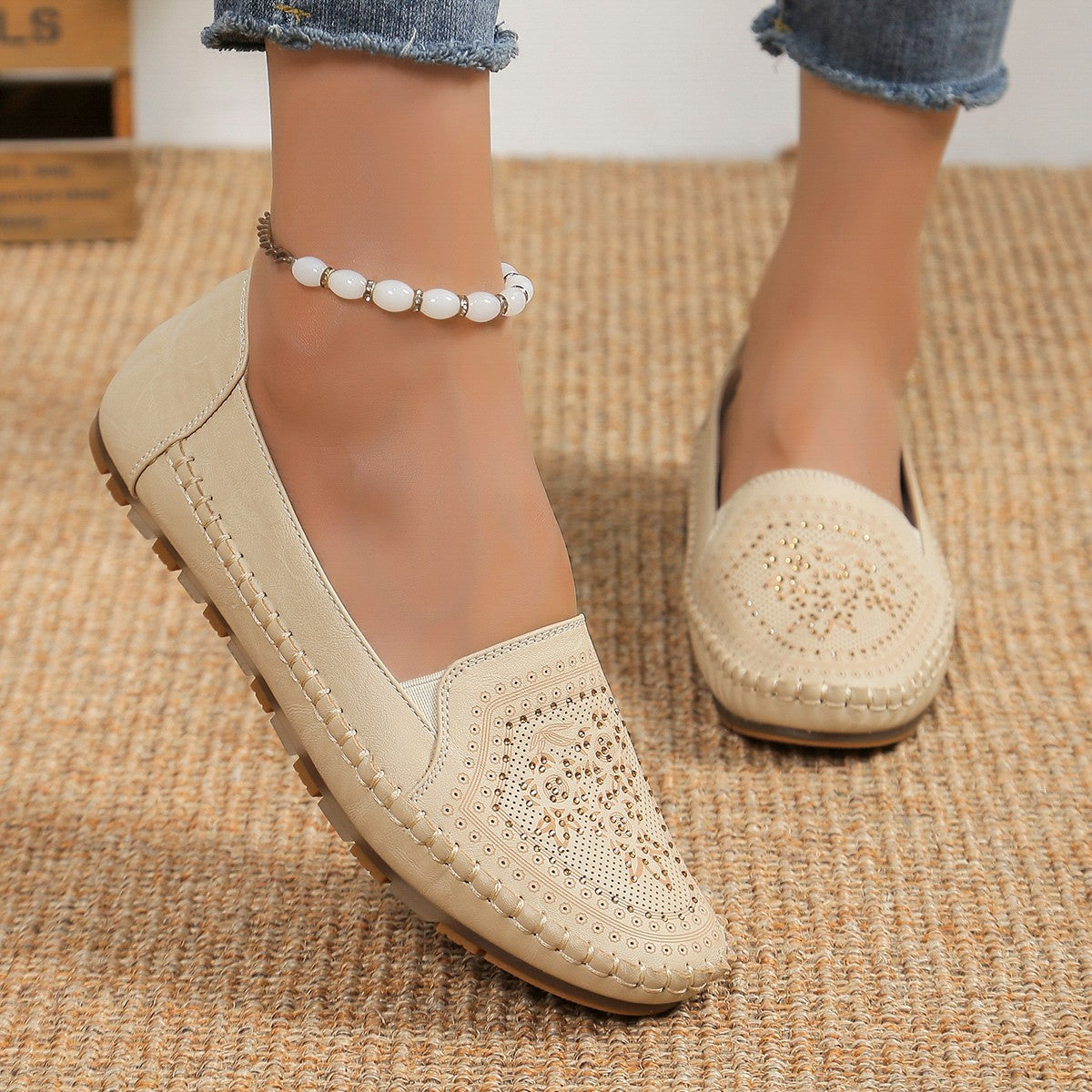 Ortho Welt Casual Gommino Handmade Shoes In Solid Color
