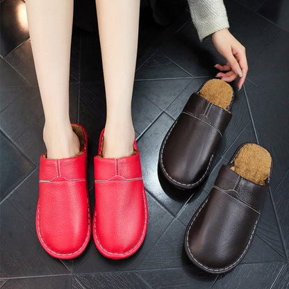 Ortho Welt Non-Slip Winter Leather Slippers For Indoor Use