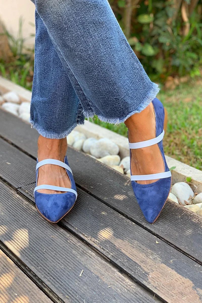 Ortho Welt Suede Shoes With Low Heels And Two Thin Bands
