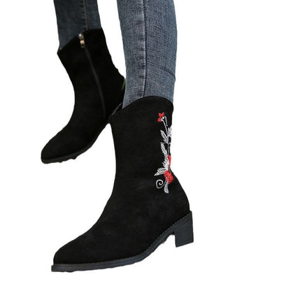 Ortho Welt Mid-Calf Boots - Embroidered Orthopedic Comfort