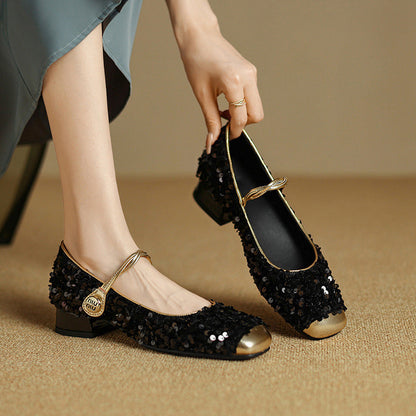 Ortho Welt Low-Heeled Sequined Mary Jane Shoes