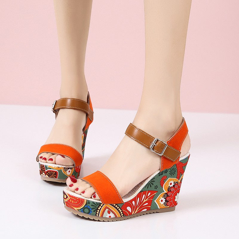 Ortho Welt Floral Embroidered High Heel Sandals - Unique Elegance