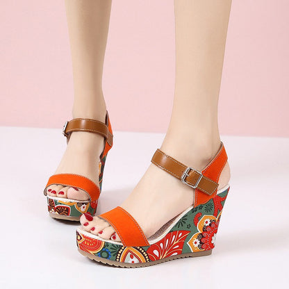 Ortho Welt Floral Embroidered High Heel Sandals - Unique Elegance