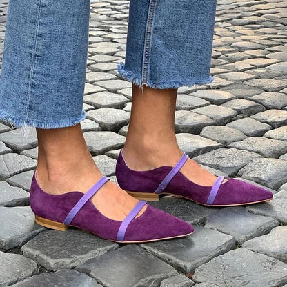 Ortho Welt Suede Shoes With Low Heels And Two Thin Bands