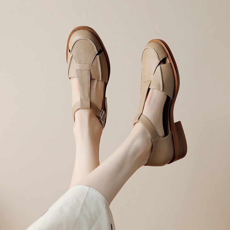Ortho Welt Retro Flat Sandals With Hollow Toe Box