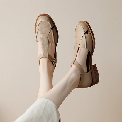 Ortho Welt Retro Flat Sandals With Hollow Toe Box