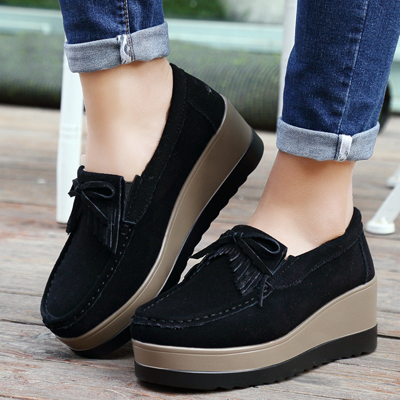 Ortho Welt Shoes With Fringe Bow Design - Comfort And Elegance