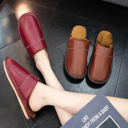Ortho Welt Non-Slip Winter Leather Slippers For Indoor Use